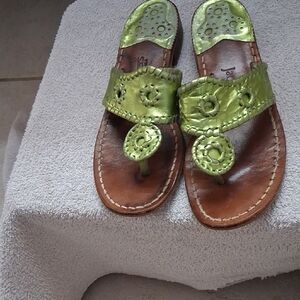 Jack Rogers Green Leather Sandals